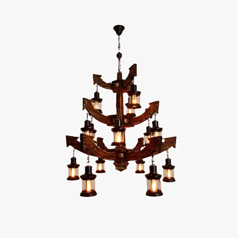 Expertly Made Austin Kronleuchter Metall Holz 14-flammig Trendy