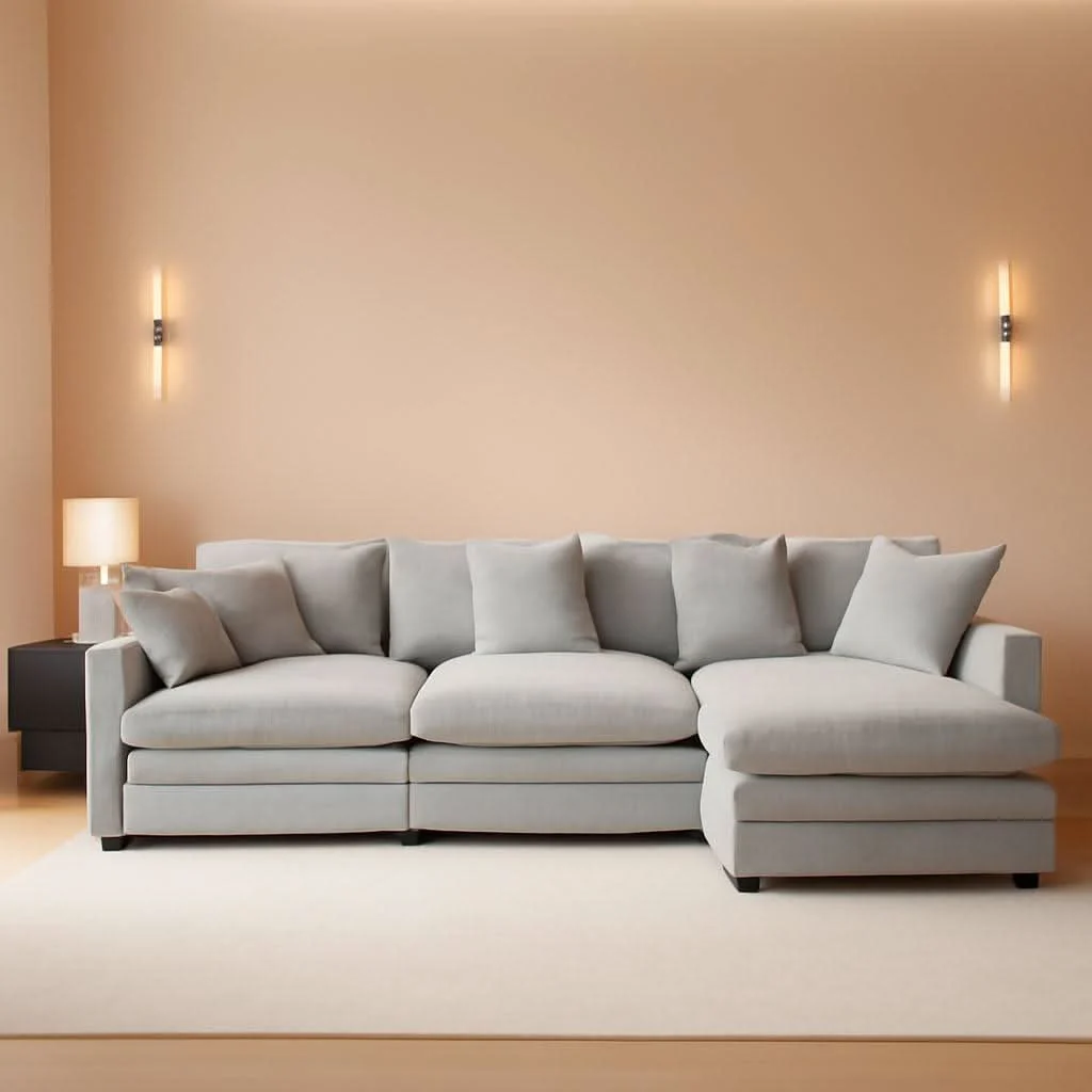 High-Grade 111 Inch L Shaped Modern Glam Sofa Sectional With Ottoman Cloud Foam C Healthy
