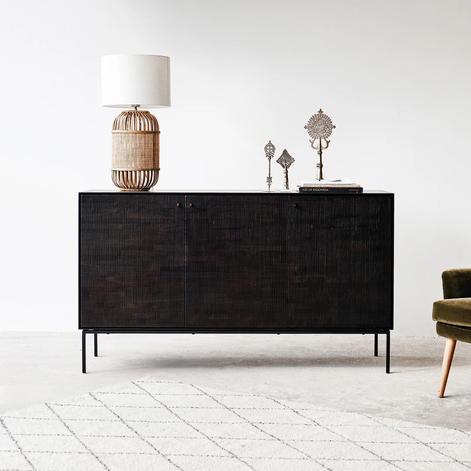 Outstanding Grooves Sideboard Teak 152cm Selected