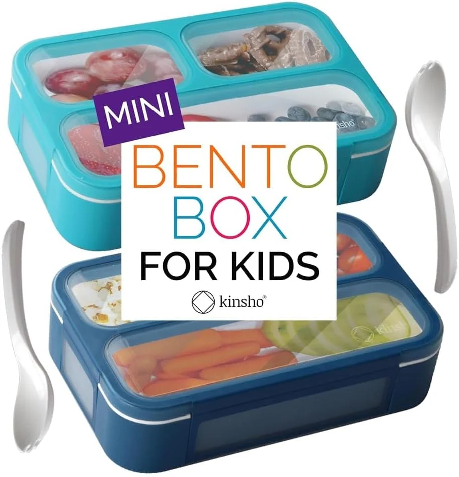 Advanced Mini Bento-Box Snack Boxes Set of 2 Small Portion Lunch Containers for Kids Boys Girls Toddlers BPA Navy Blue Effective