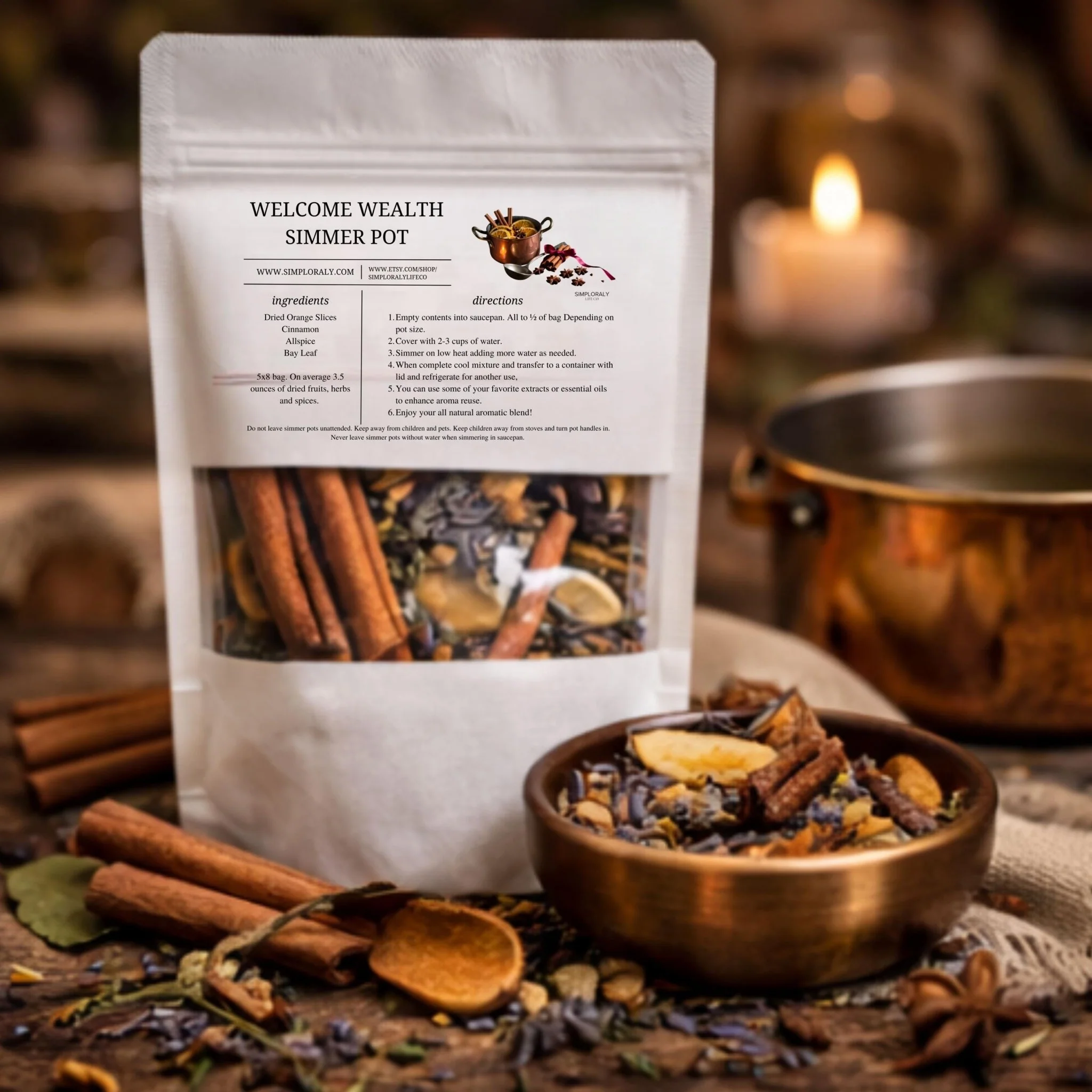 Comfortable Welcome Wealth Simmer Pot Blend Abundance Home Ritual Herbal Prosperity Stovetop Potpourri Fine Crafted