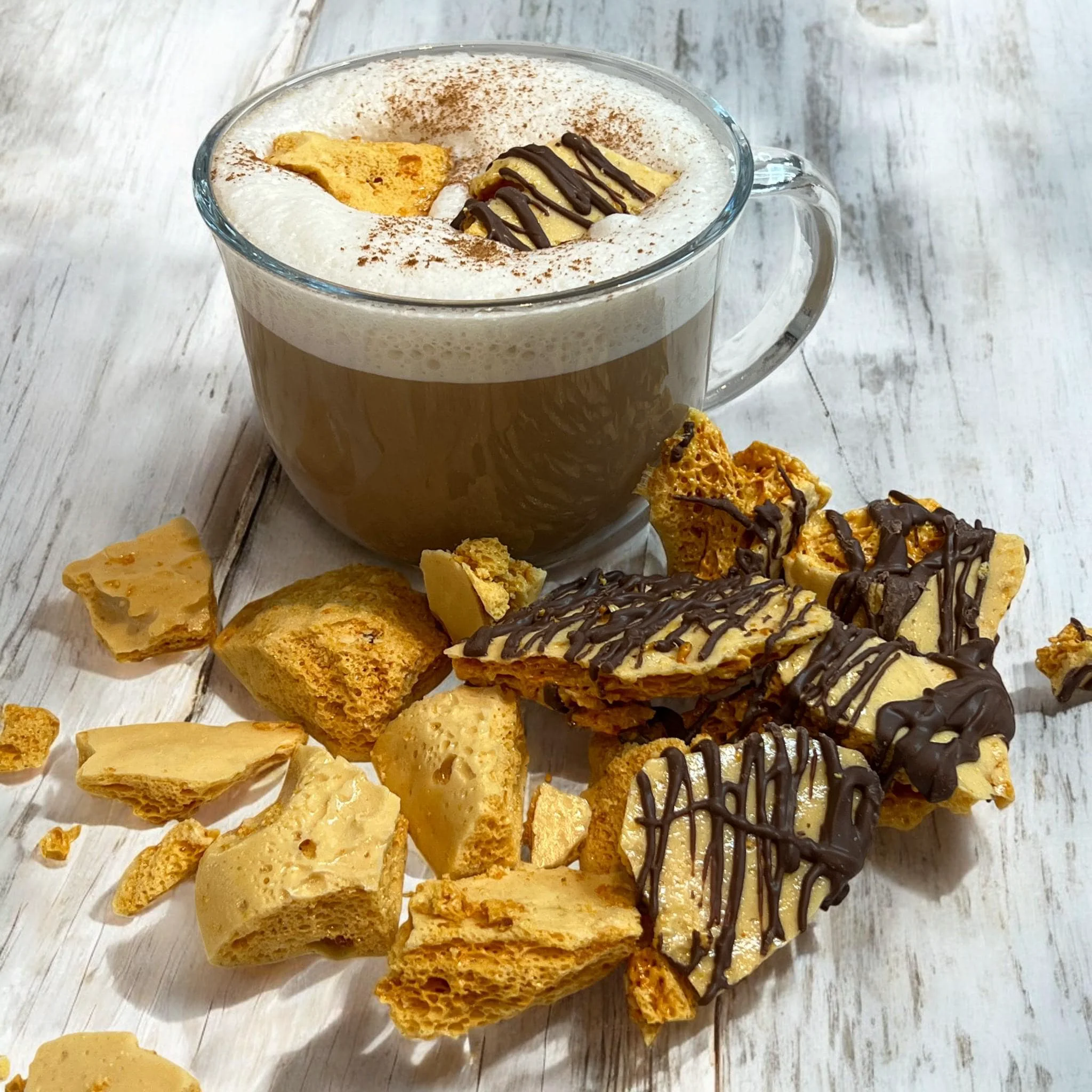 Optimized Honeycomb Candy Latte Garnish Topping Seafoam Sponge Toffee Caramelized Sugar Dessert Decoration Classic