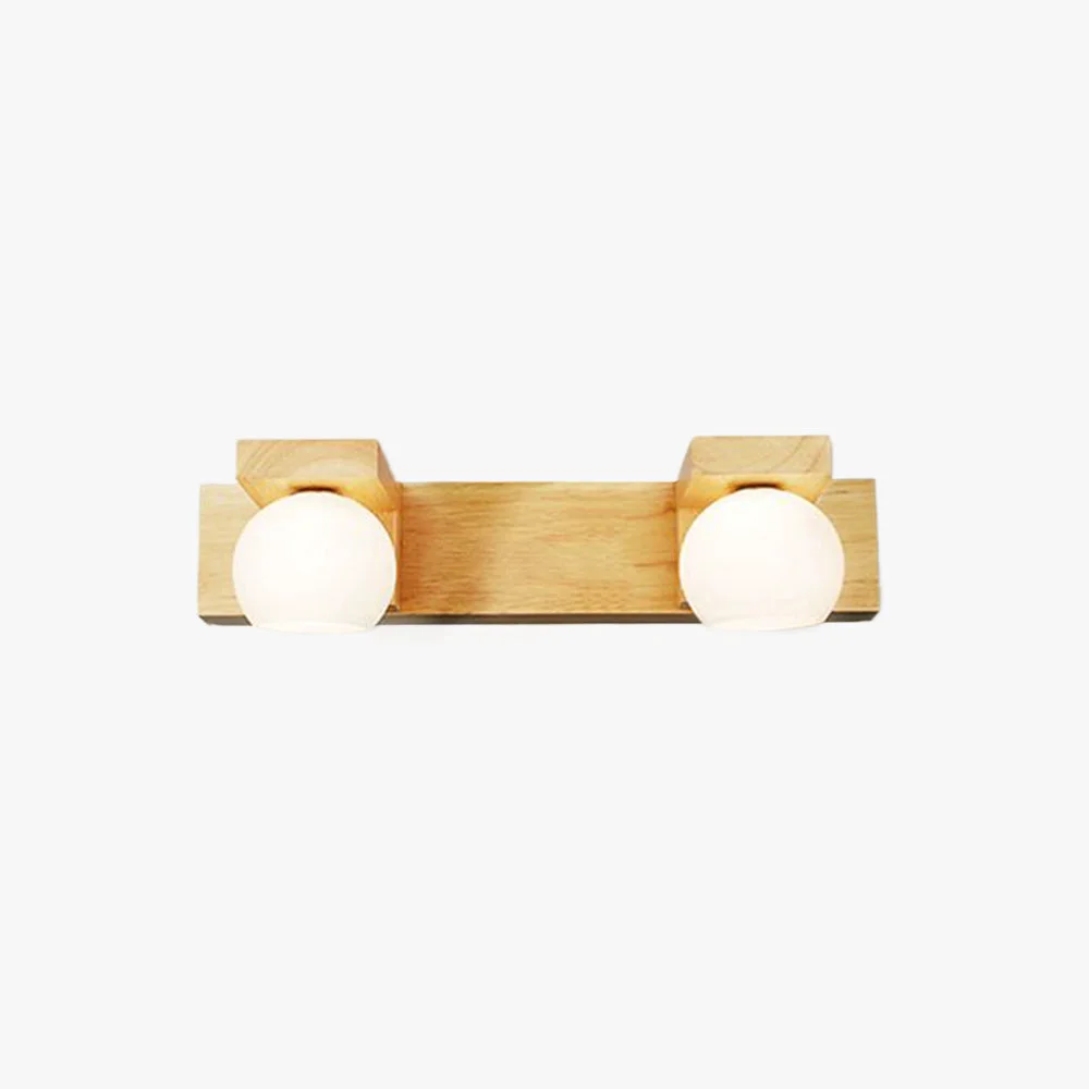 Smooth Ozawa Holz Rund Spiegelfront Waschtisch-Wandleuchte 2 3-flammig Consistent
