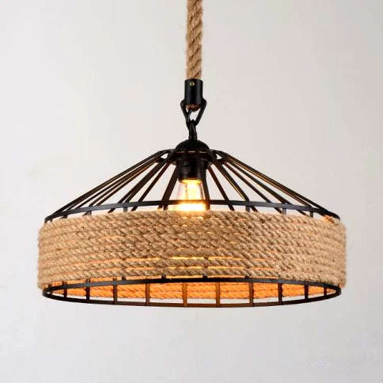 Advanced Retro Hanfseil Kronleuchter auf Eisenbasis Kreative industrielle Pendelleuchte Contemporary