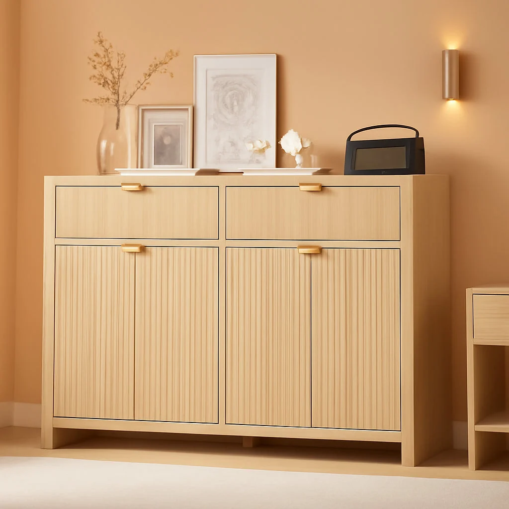 Specialty 55Inch Wide Fluted Sideboard Buffet Cabinet Storage Trendy