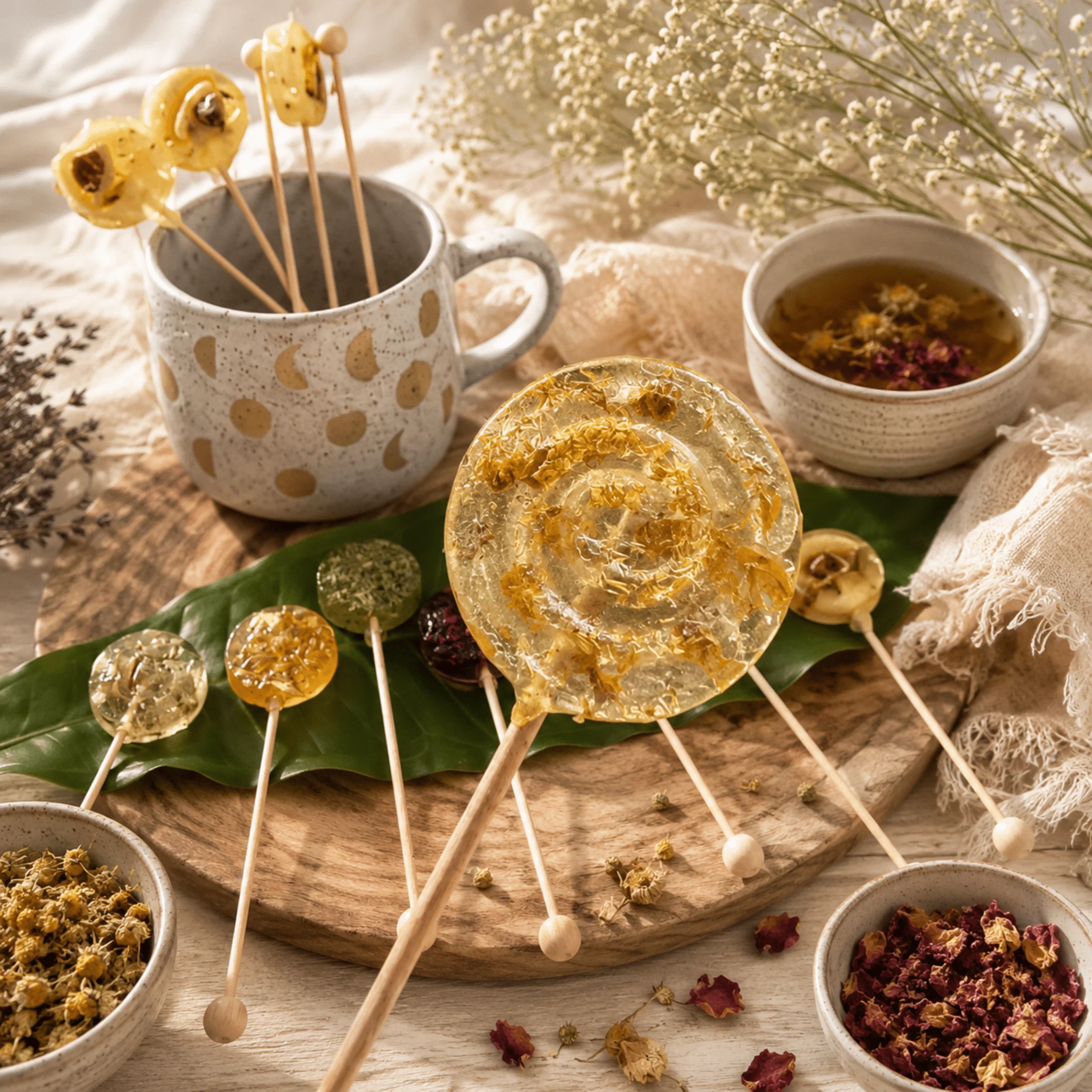 Exceptional Chamomile Herbal Tea Lollipops Relaxing Tea Stirrer Candy Elite
