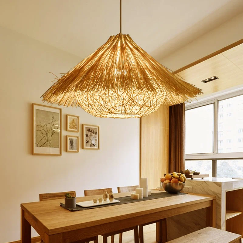 Superior Muto Boho Handgeflochtene Pendelleuchte aus Rattan für Esszimmer Genuine