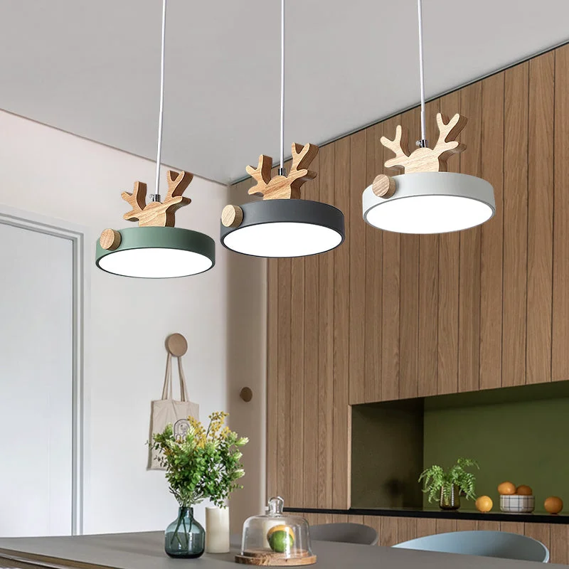 User-Friendly Morandi Holz LED Kronleuchter Hirschgeweih Pendelleuchte Outstanding