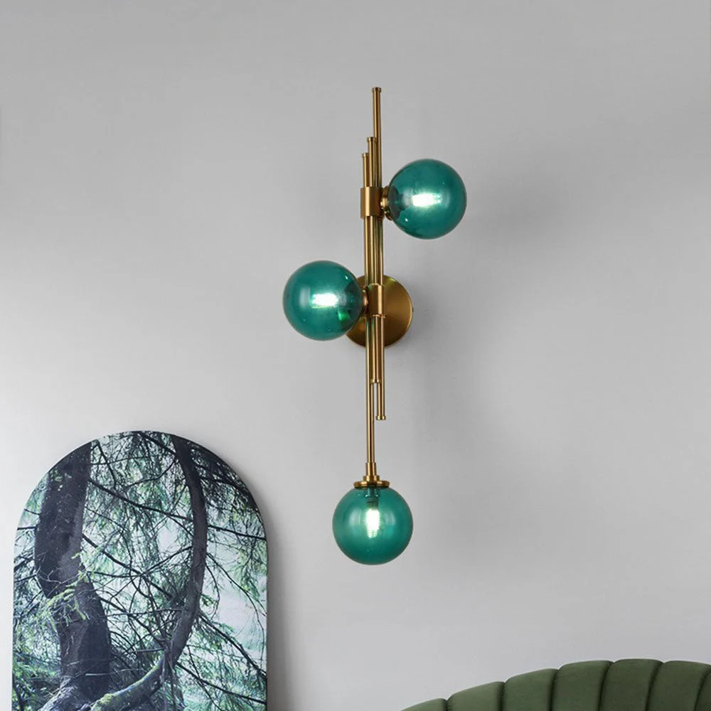 High-Quality Vintage Ball 3 Heads Glass Wall Lamp Fast