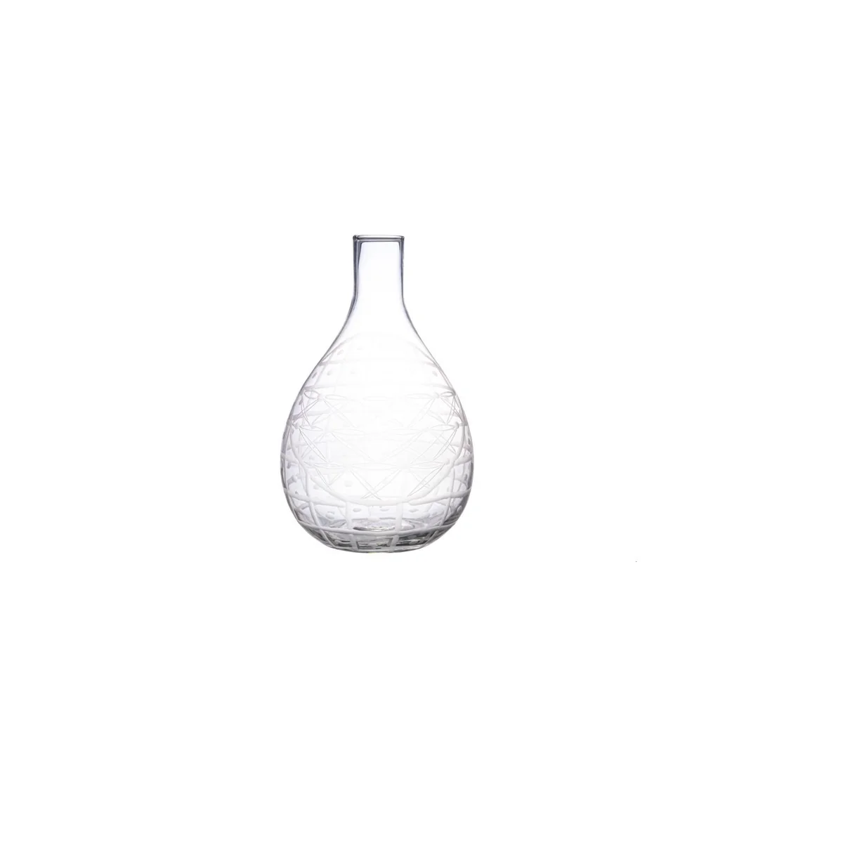 User-Friendly 3-1 2-quart Hand-Blown Etched Recycled Glass Carafe Crafted