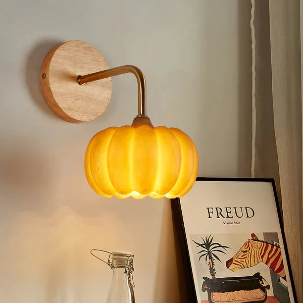Specialty Cute Resin Material Yellow Pumpkin Wall Lamp Relaxed