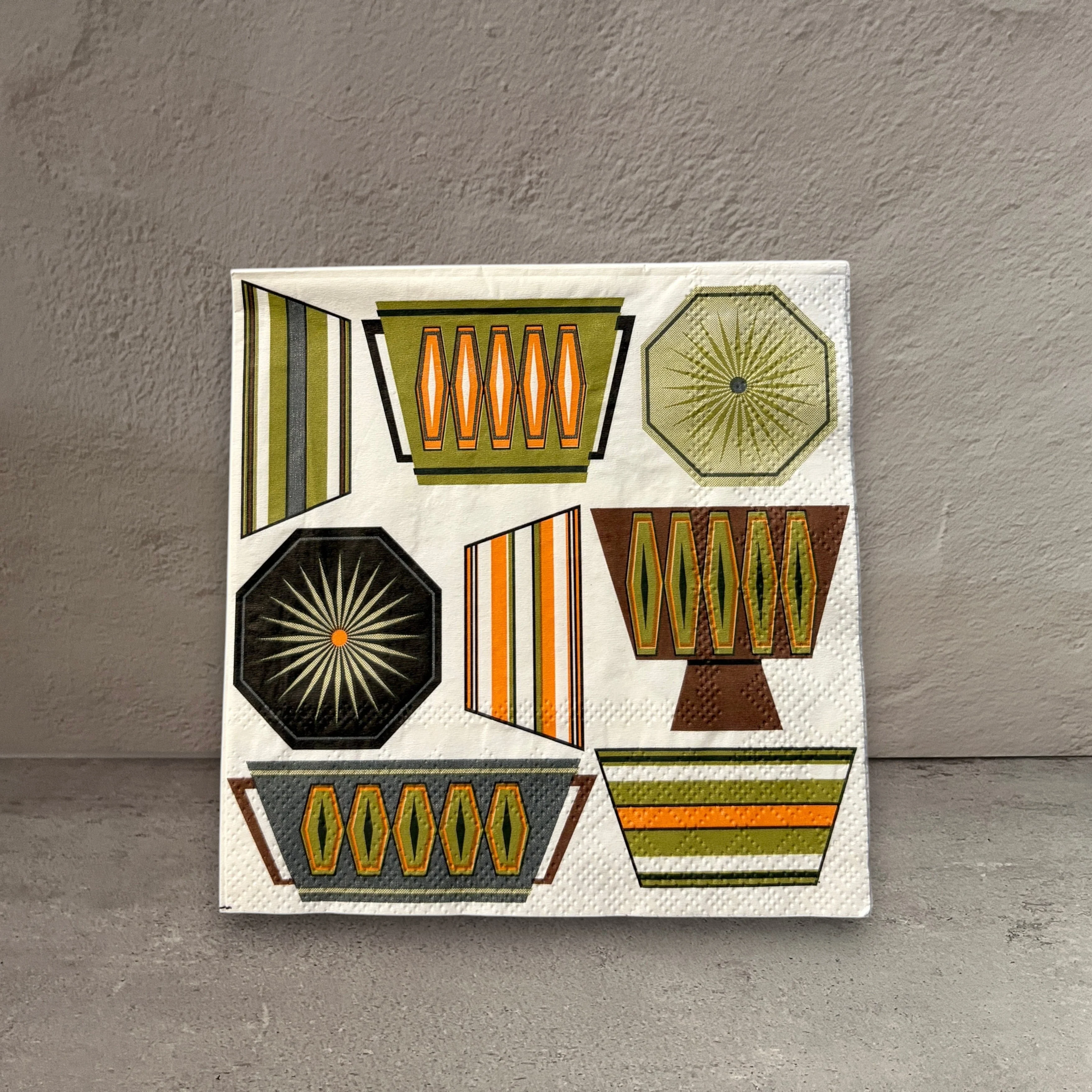 Enhanced Mid Century Modern Pyrek Cookware Cocktail Beverage Napkin Relaxed