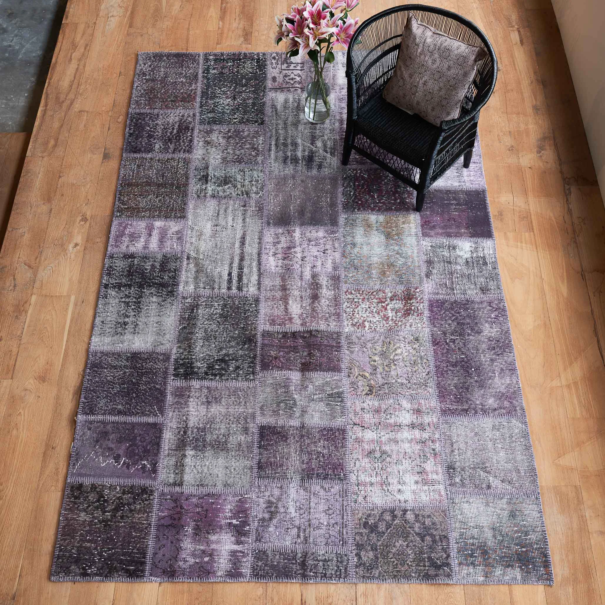 Enhanced Patchwork Rug Rustic Purple W206 x L309cm Long-Lasting