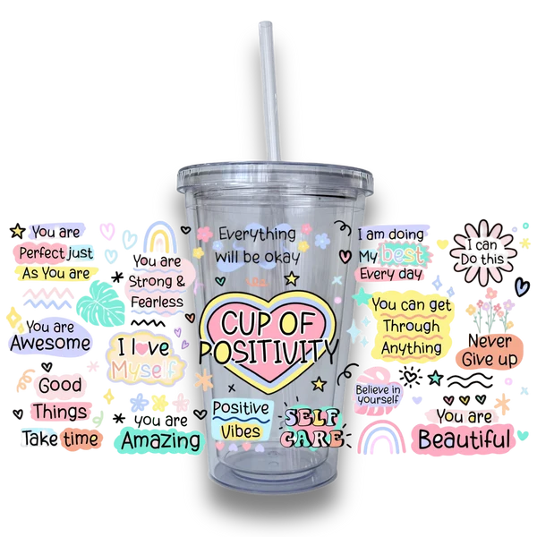 Secure Cup of Positivity Plastic or Glass Tumbler Sophisticated