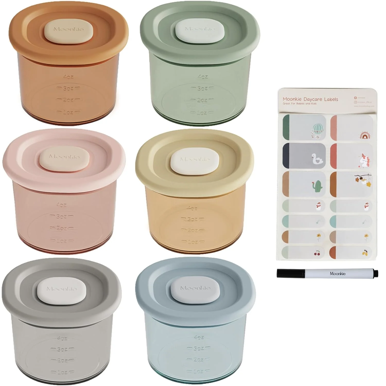 User-Friendly Moonkie Silicone Baby Food Containers 4 oz Baby Food Storage Jars with Airtight Lids Reusable Baby Food Jars zer Microwave and Dishwasher Safe Traditional