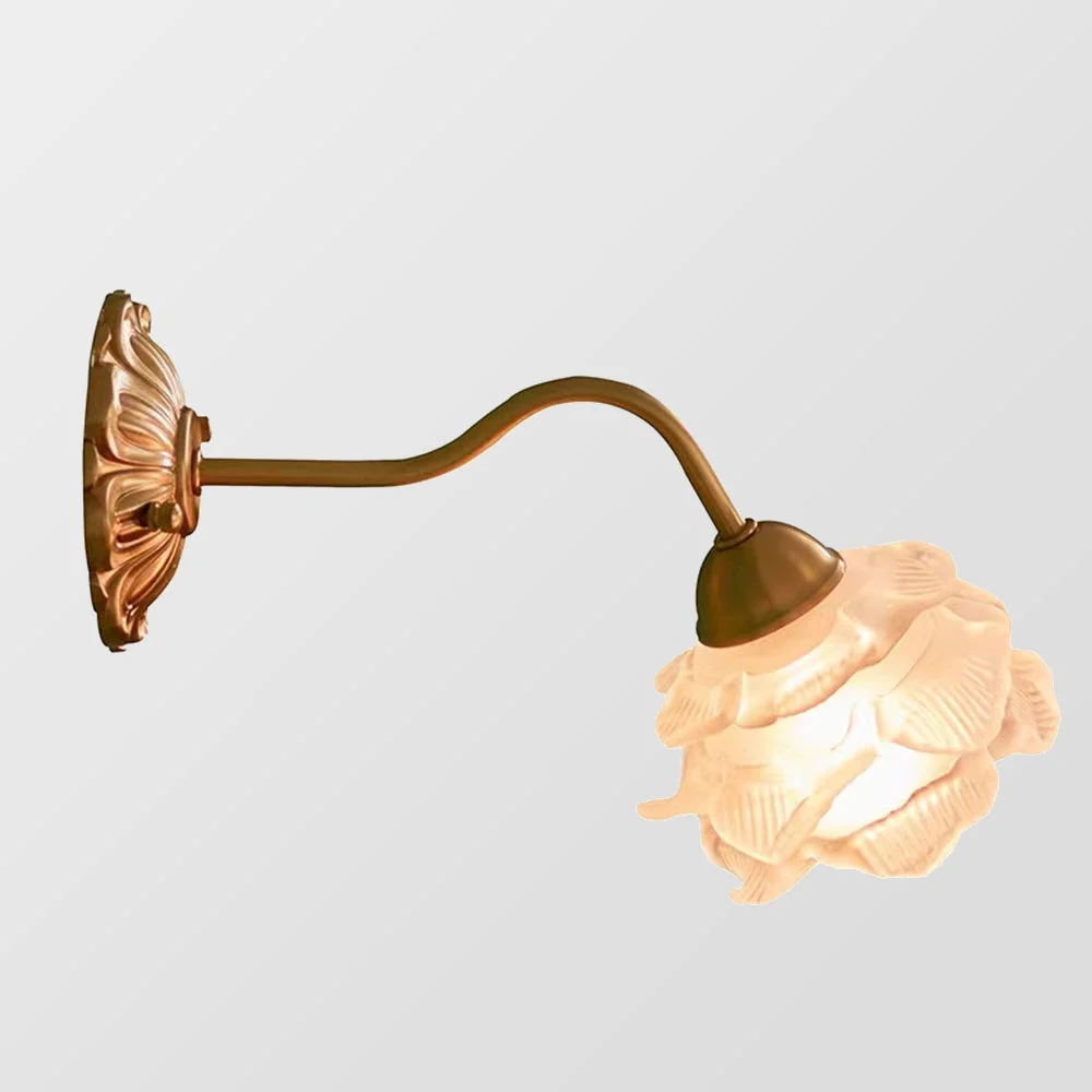 Consistent Retro Flower Petal Glass Wall Lamp Copper Wall Light Luxury