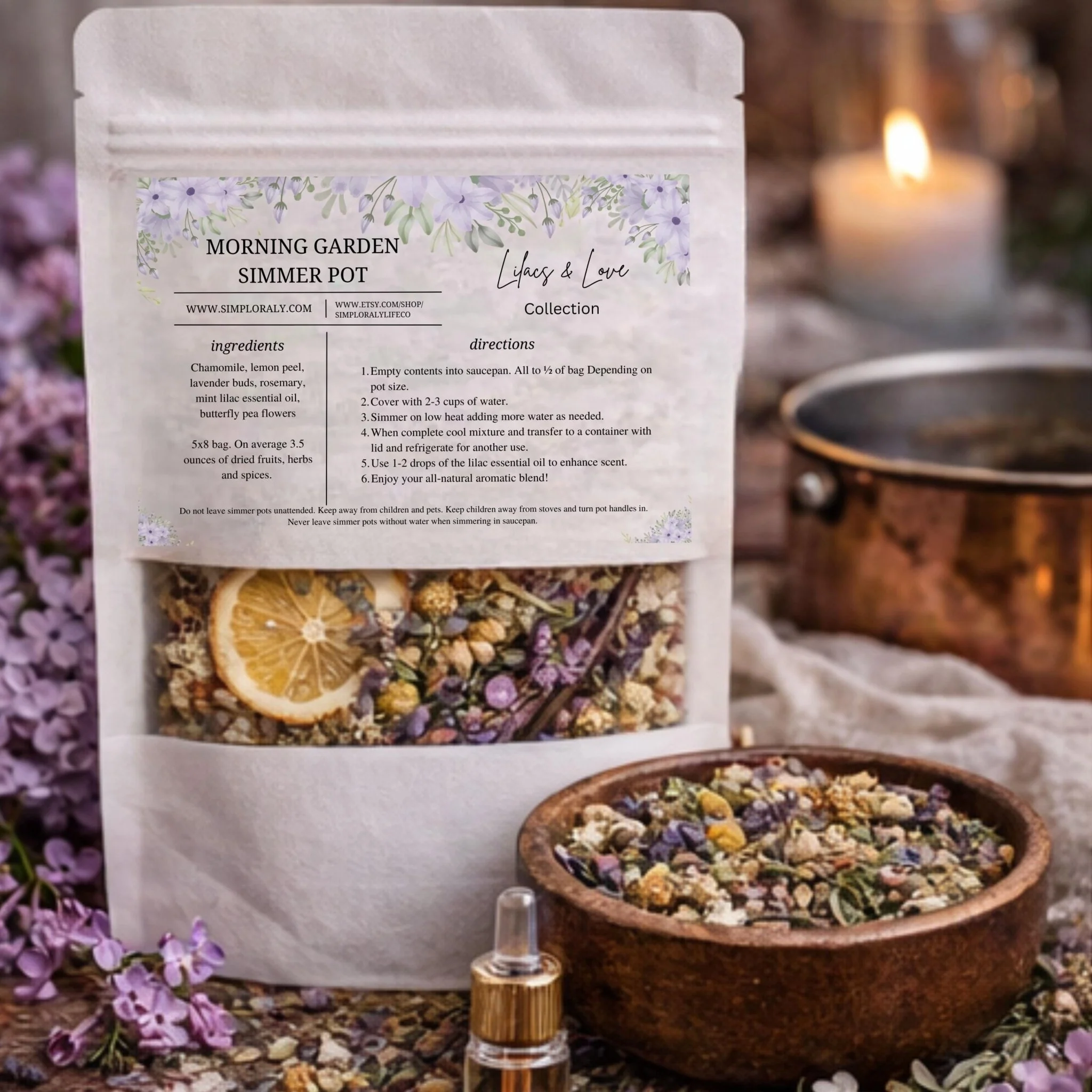 Next-Generation Lilacs and Love Morning Garden Simmer Pot Lemon Lavender Herbal Stovetop Potpourri Botanical Home Original