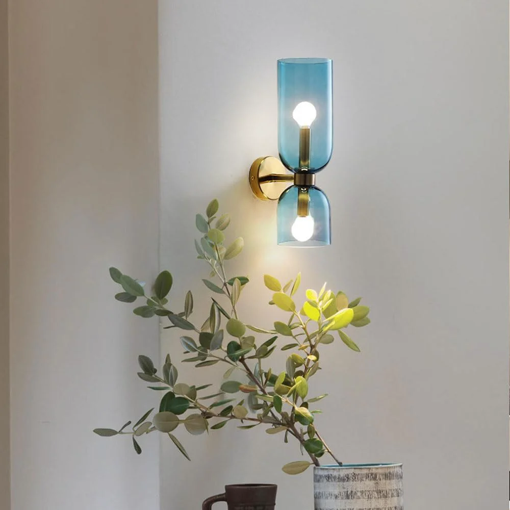 Excellent Double Head Glass Wall Lamp LED Sconce for Bedroom Classic