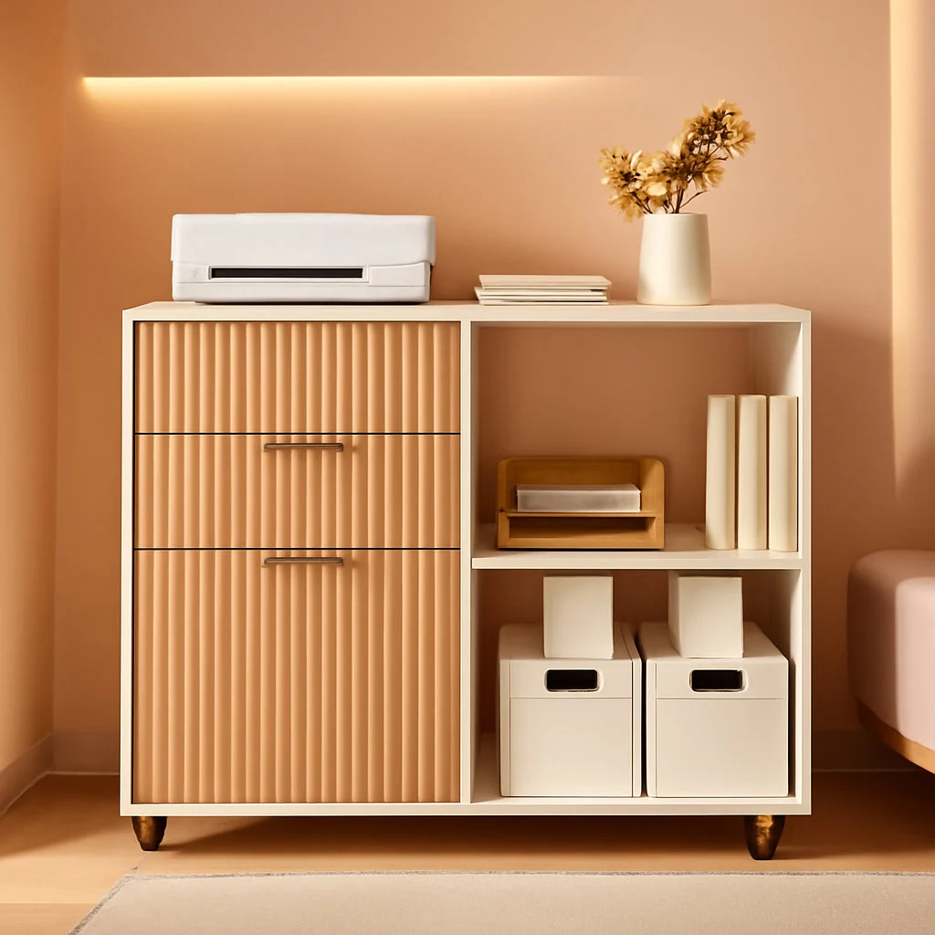 Green Natural Oak Industrial Grade Filing Cabinet Drawers High-End