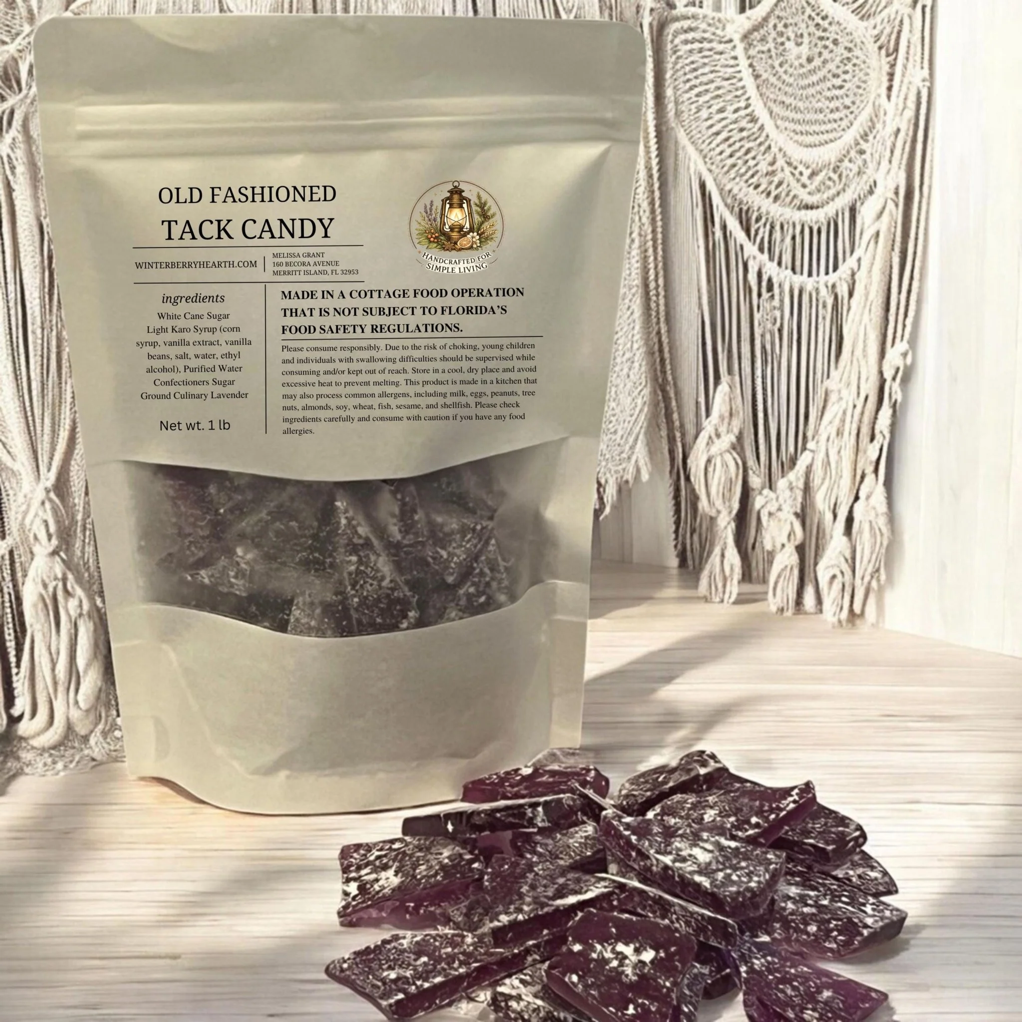 High-Quality Purple Hard Tack Candy 1lb Old Fashioned Nostalgic Treat Rock Candy Broken Glass Effective