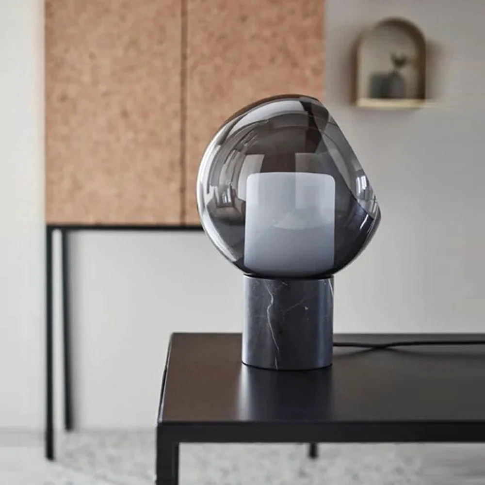 Verified Postmodern Marble Glass Table Lamp Fine