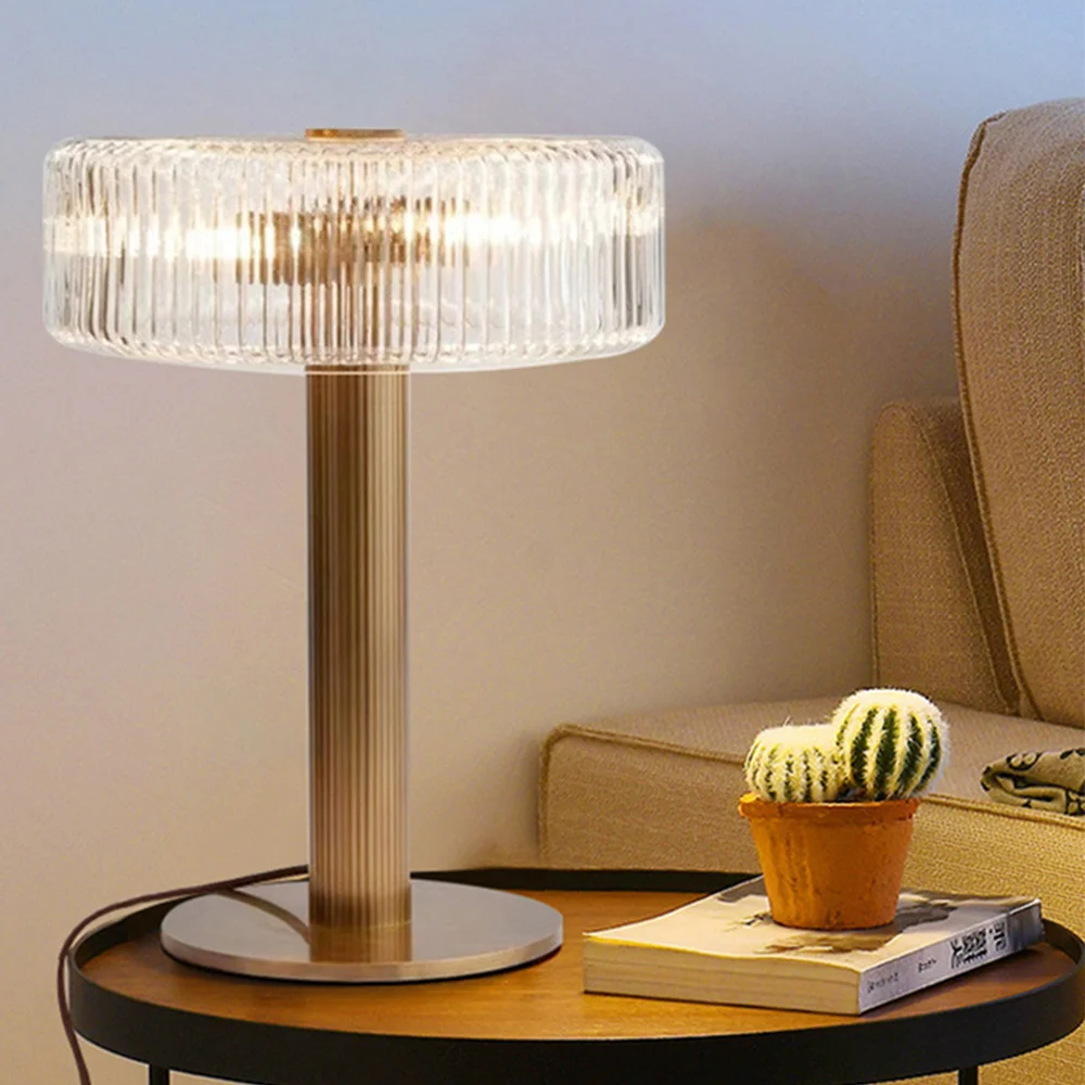 Lightweight Contemporary Gold Glass Bedroom Table Lamp Exceptional