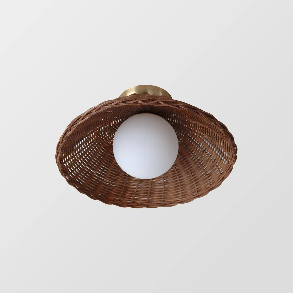 Modern Rustic Bamboo Glass Woven Wall Light Expertly Made
