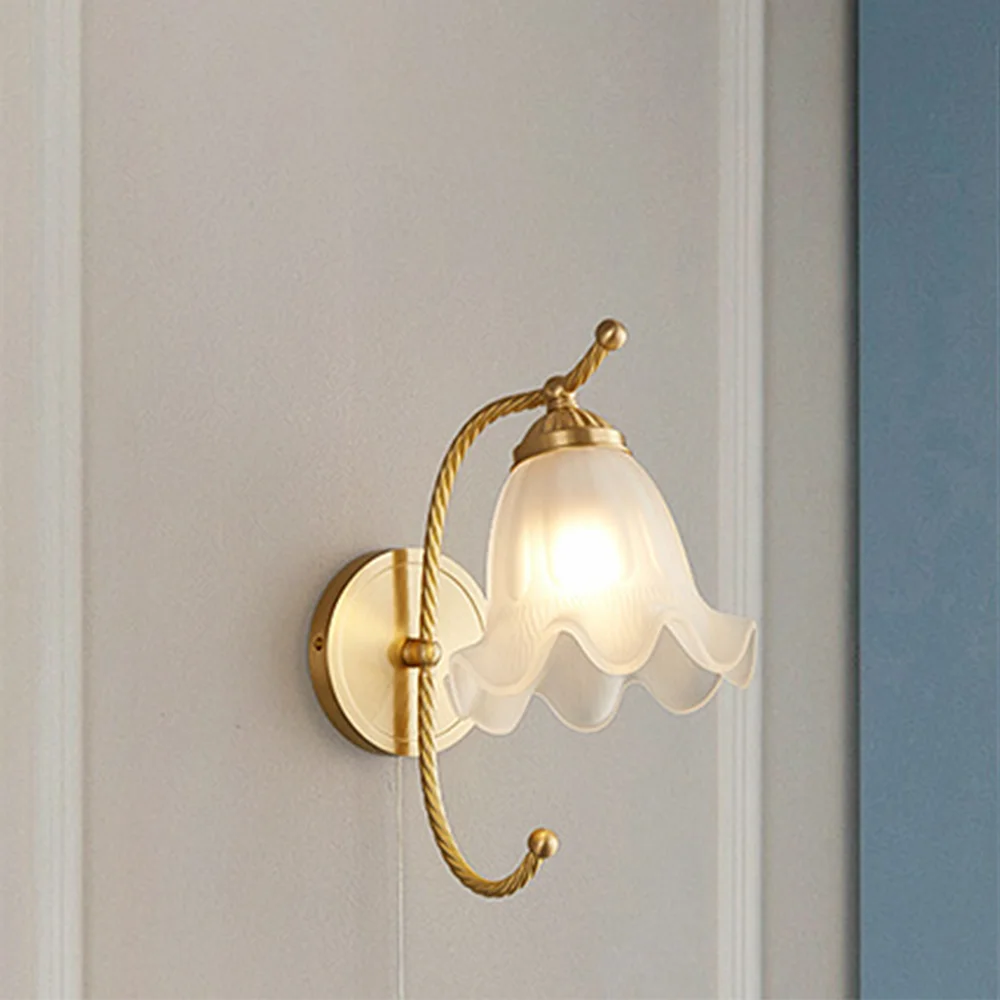 Solid French Living Room Retro Glass Wall Lights Detailed