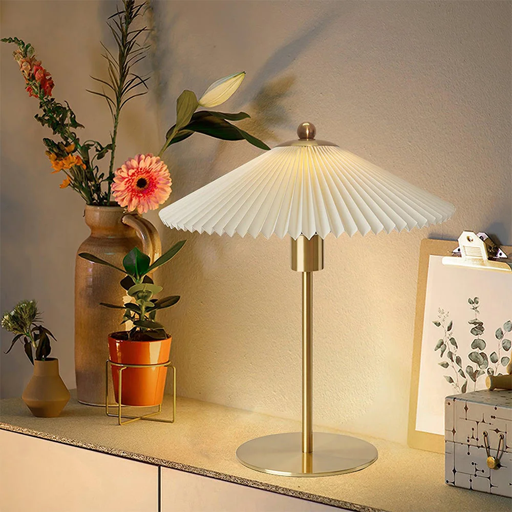 Enhanced Mid Century Modern Pleated Table Lamp Long-Lasting