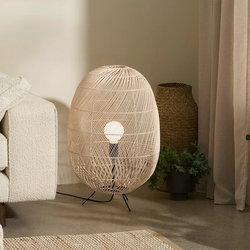Eco-Friendly Natural Rattan Midi Floor Lamp for Living Room Sophisticated