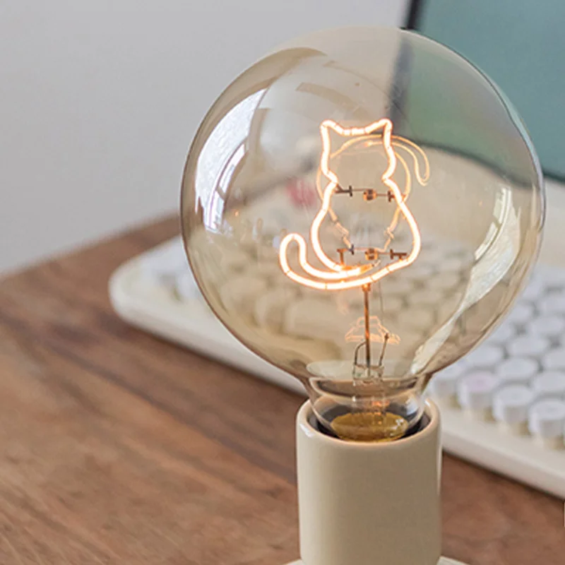 First-Class Cute Pink White Cat Pattern Table Lamp Elegant