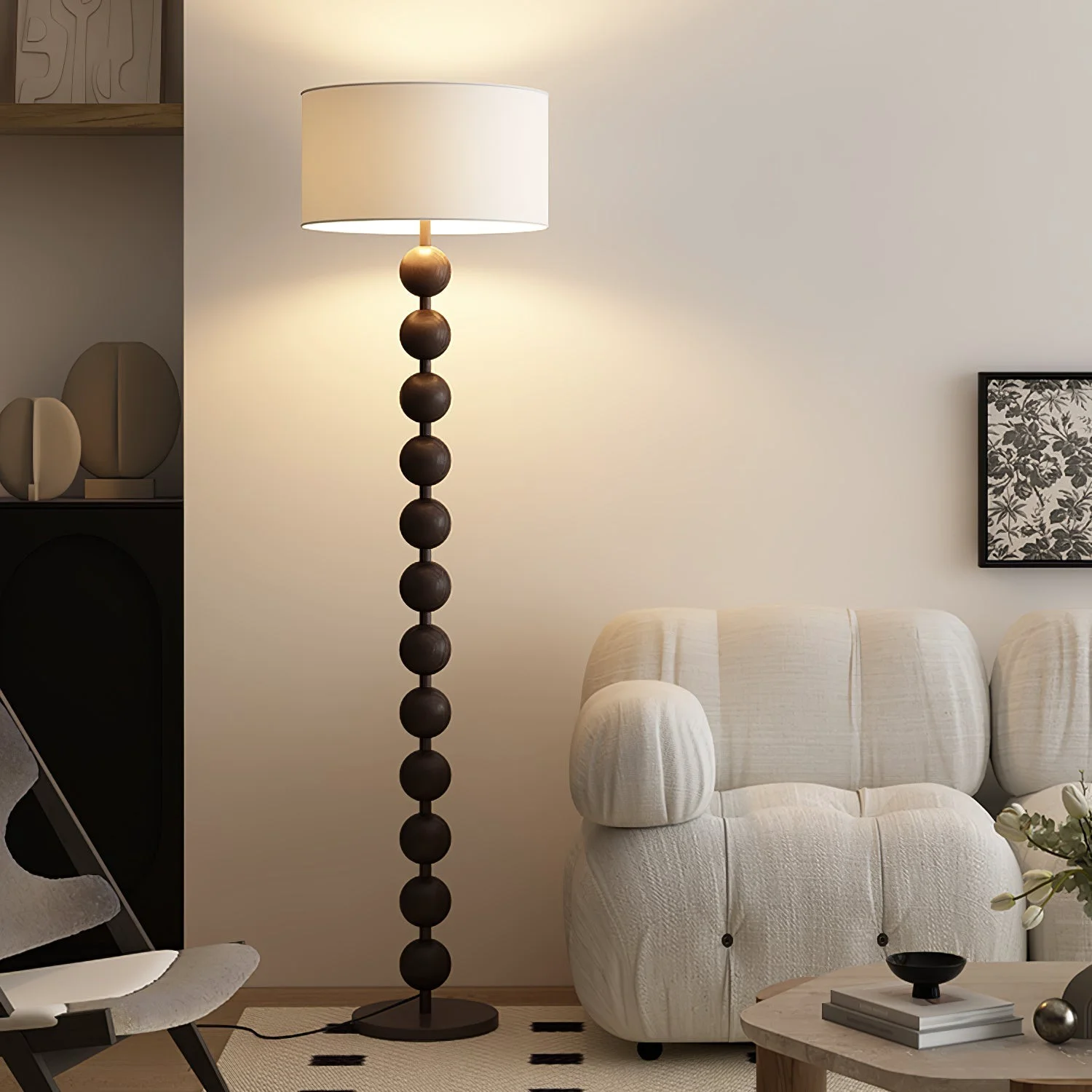 Original Design Medieval Wooden Barbell Floor Lamp Sustainable