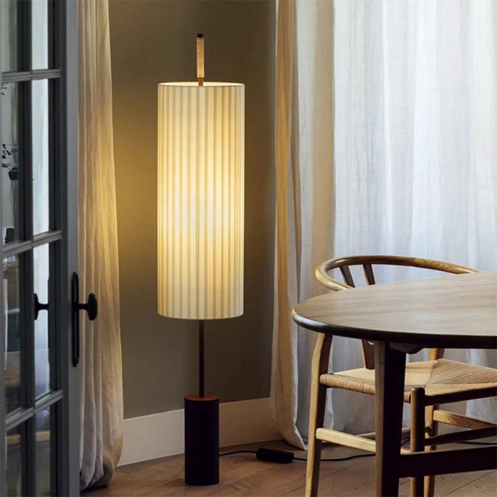 Traditional Japanese Style Fabric Wabi Sabi Dorica Floor Lamp Eco-Friendly