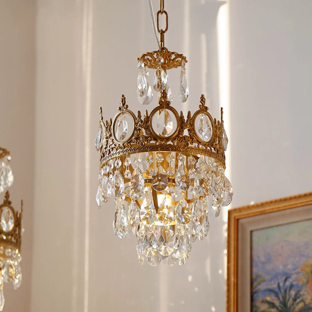 Carefully Designed Retro French Gold Crystal Chandelier Natural