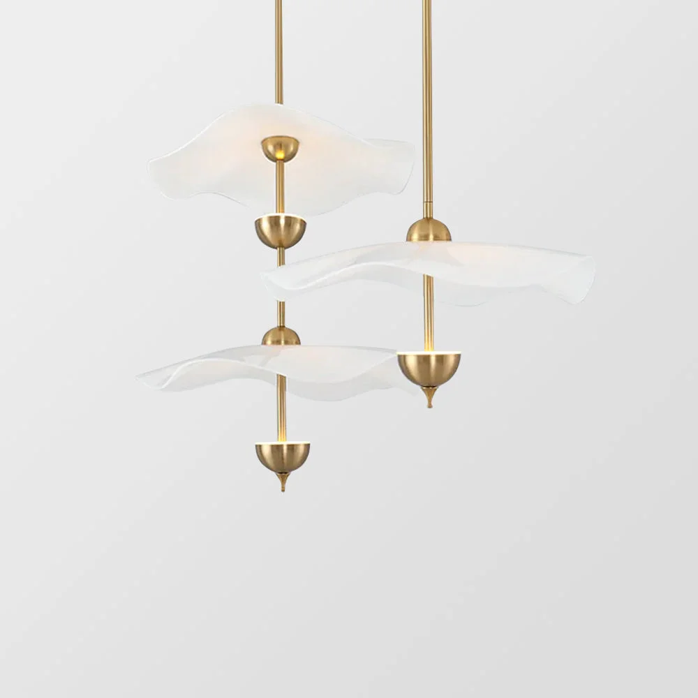 Fine Crafted Art Deco Gold Metal Lotus Led Light Fixtures Chandeliers Premium Material