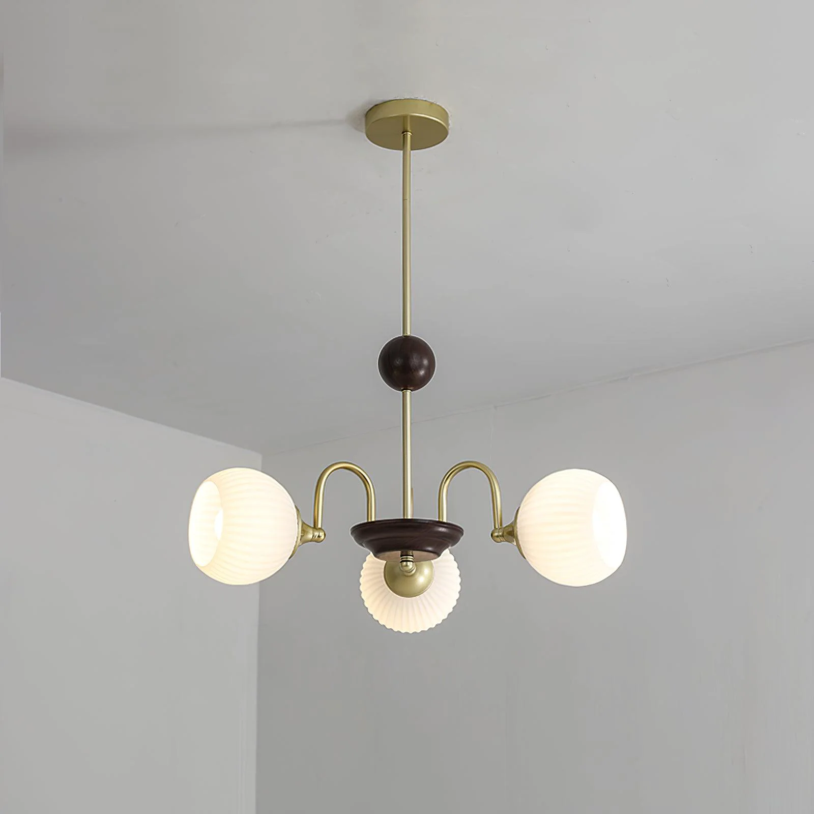 Stylish Contemporary Cream Ribbed Glass Chandelier Sophisticated