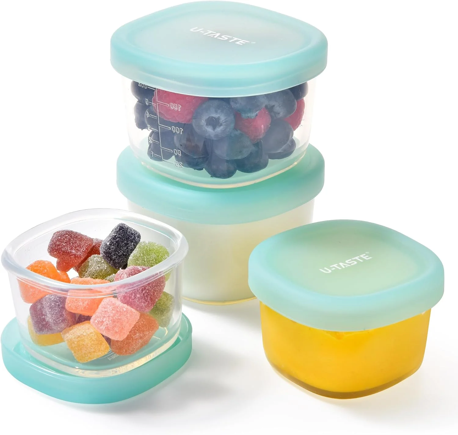 Trendy U-Taste 3oz 6oz Small Storage Containers Food Grade Liquid-Silicone zer Box with Airtight Lid Microwave Safe with Clear Measurements User-Friendly