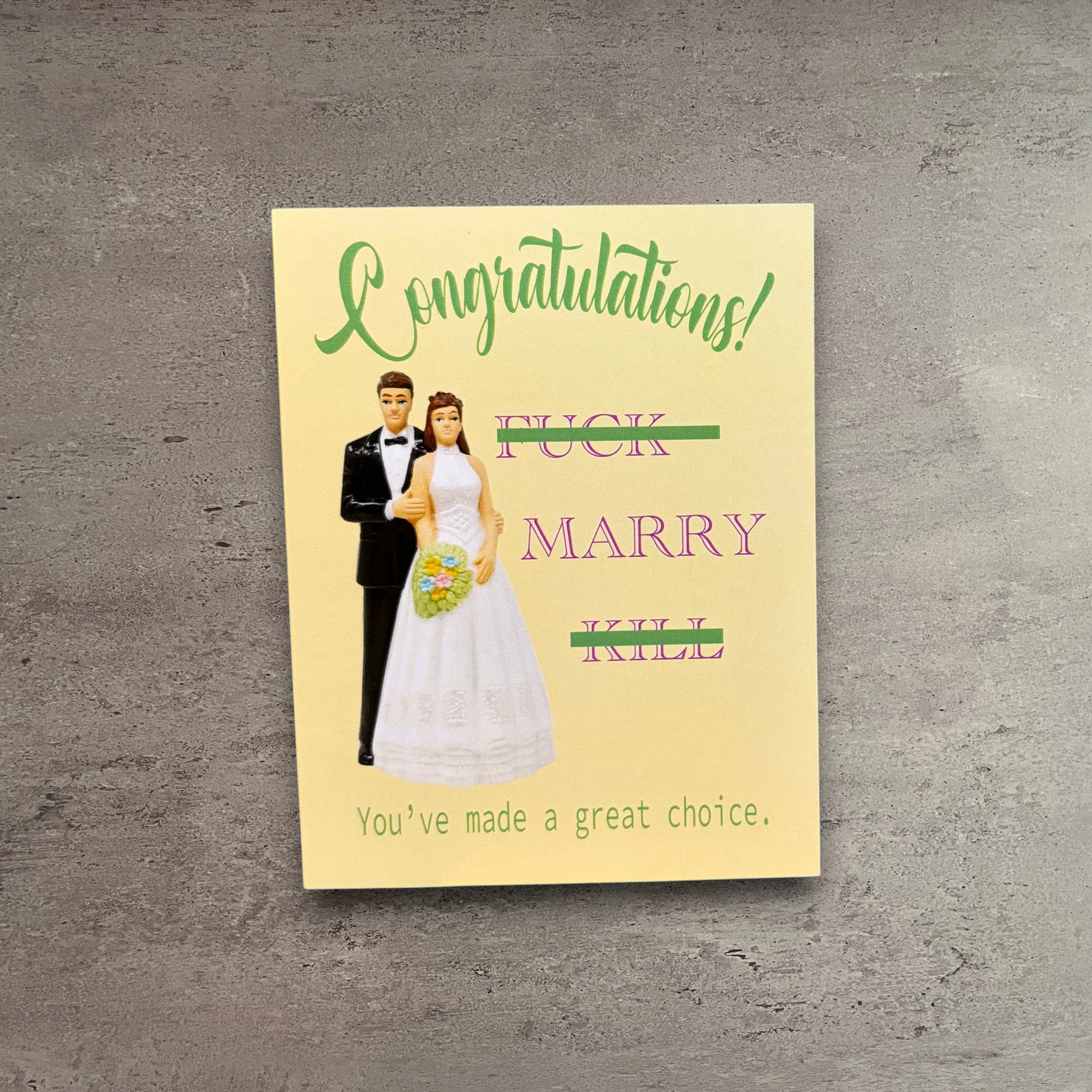 Reusable Fuck Marry Kill Wedding Card Healthy