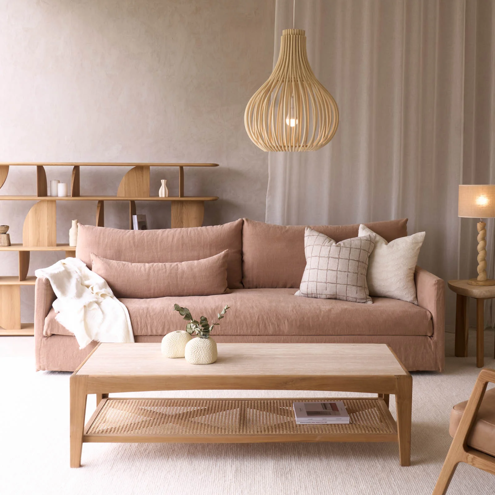 Smooth Island Fabric Sofa Apricot Fine Crafted