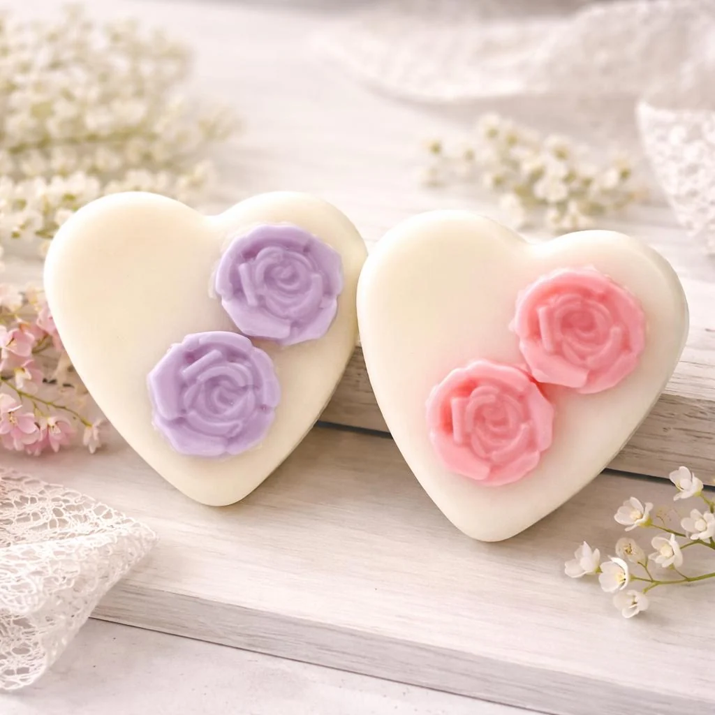 Professional Rose Heart Soy Wax Melt Candle Disc Floral Wickless Candle Home Fragrance Cottagecore Favor Crafted