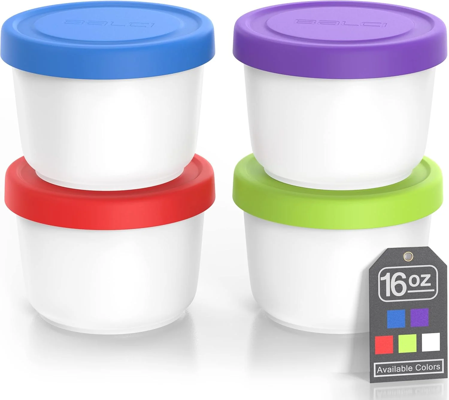 Proven Balci – 16oz Ice Cream Containers with Silicone Lids Set of 4 – 1 Pint Each zer Food Storage Containers Reusable LeakProof Modern