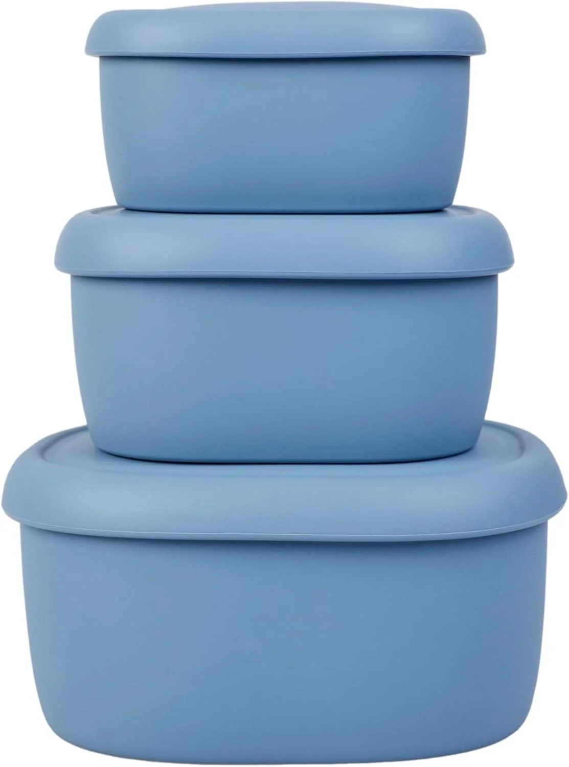 Certified BLUE GINKGO Nesting Silicone Containers – Set of 3 Hard-Shell Silicone Food Storage Containers BPA Airtight Dishwasher and zer Safe 6.7oz 10oz 20oz – Blue User-Friendly