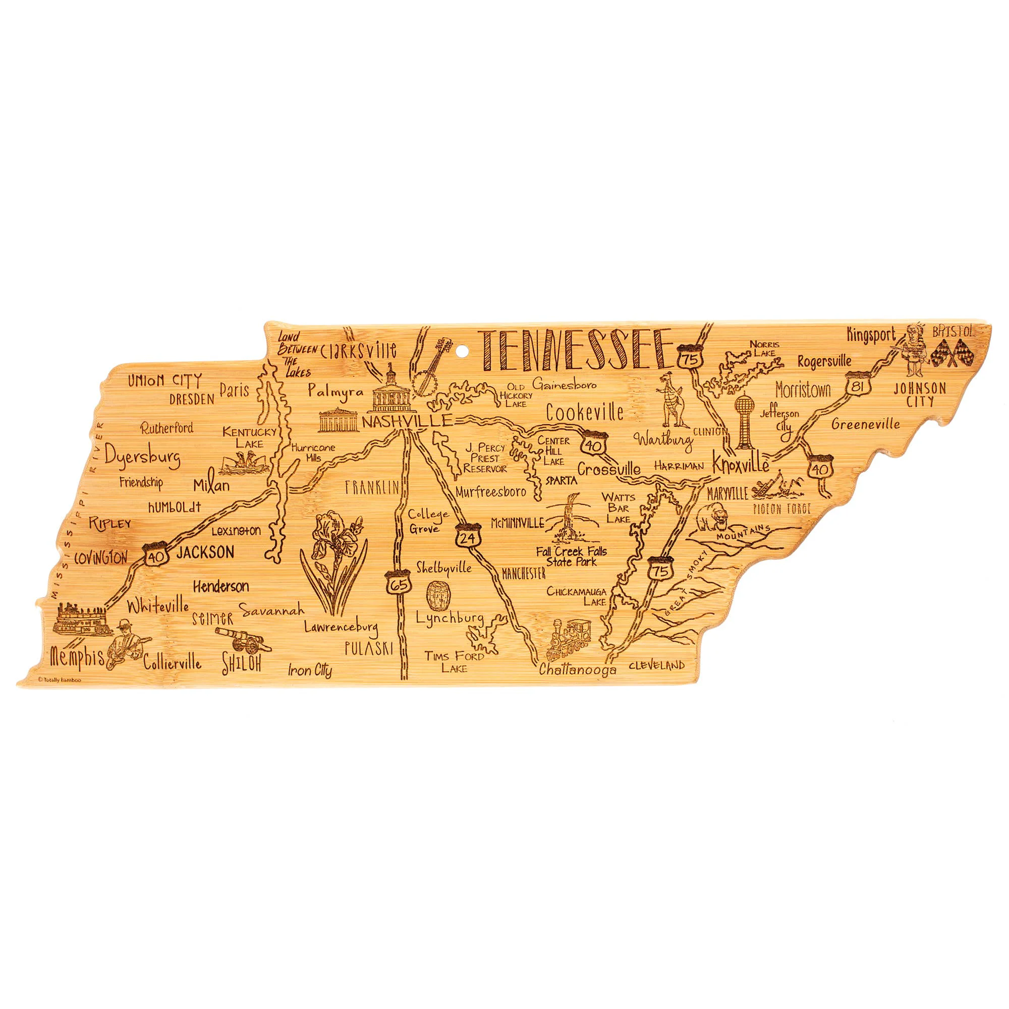 Elite Destination Tennessee State-Shaped Serving Cutting Board Long-Lasting