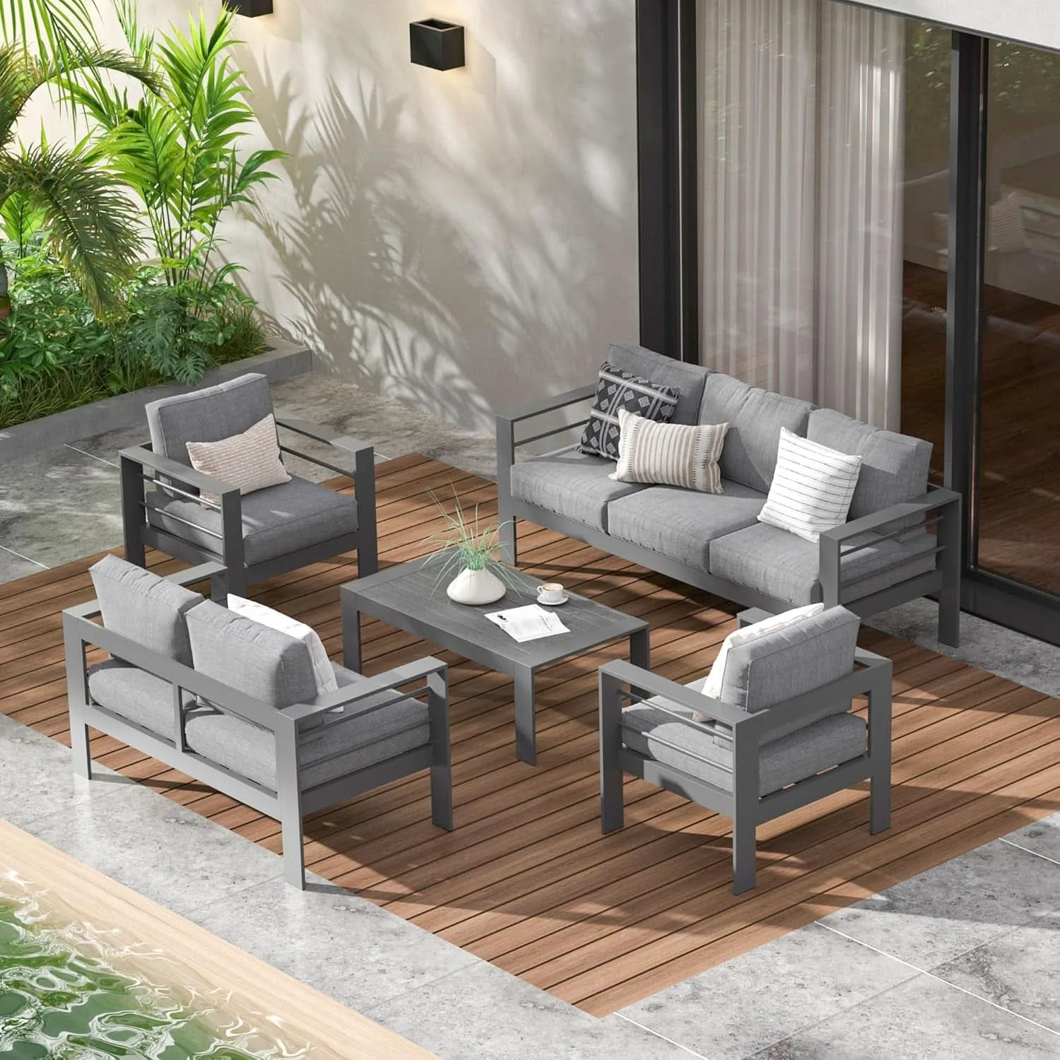 Carefully Designed Modern Aluminum Outdoor Patio Furniture Set with Cushions Advanced