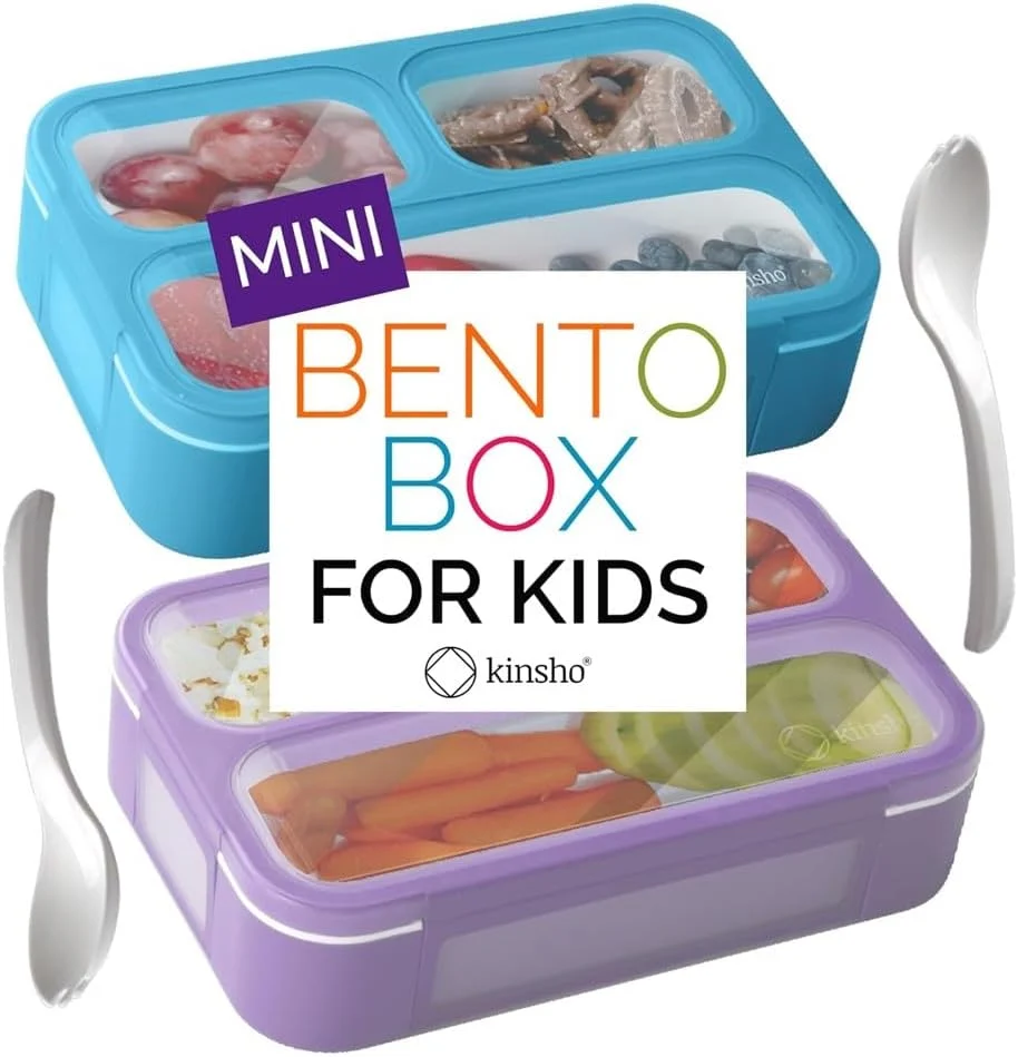 Premium kinsho Snack Containers for Kids Toddlers Baby Adults Mini Bento Lunch-Box Small Bento-Box Portion Container Toddler Pre-School Girls Boys Quality
