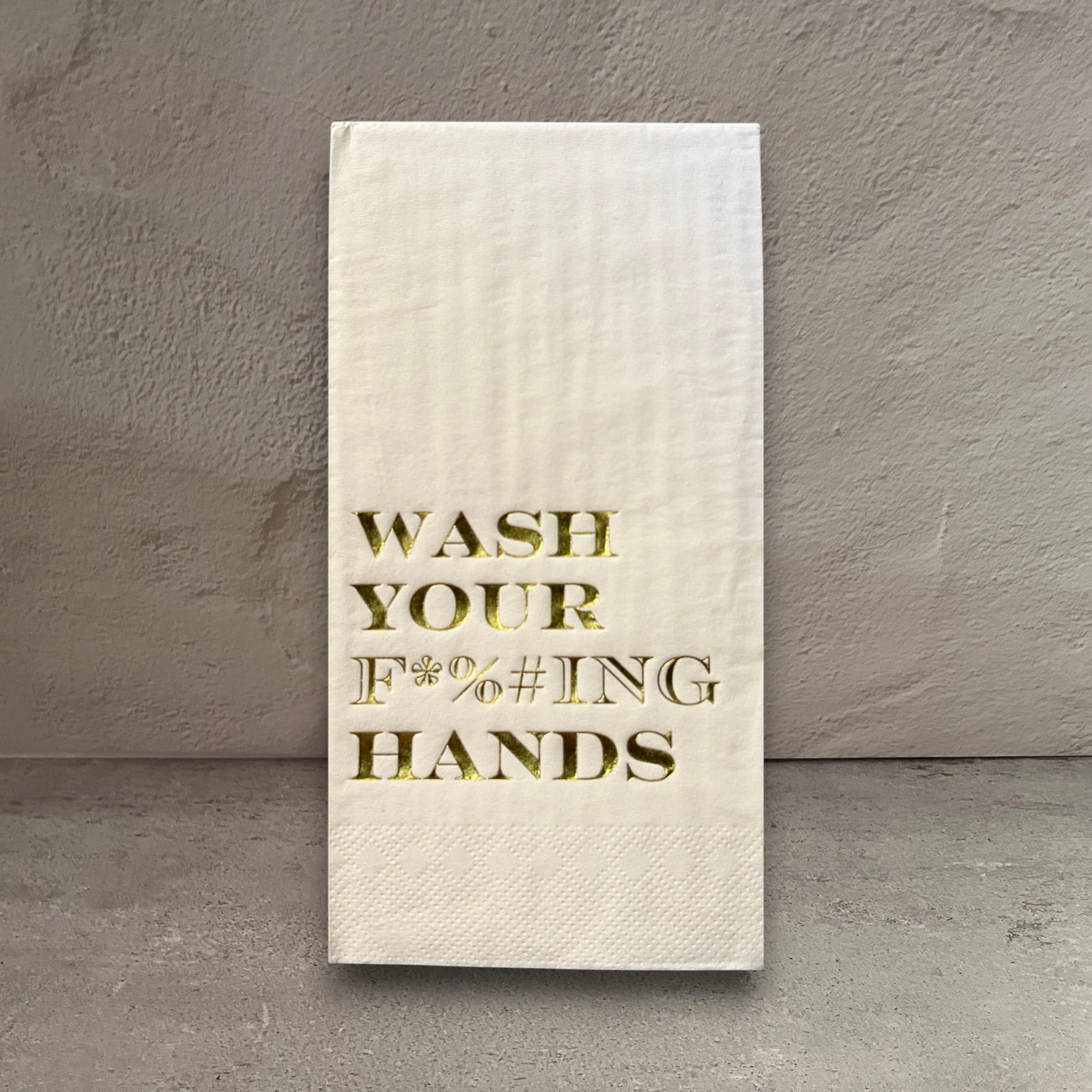 Easy-to-Use Wash Your F ING Hands Paper Guest Towels Pack of 20 Gold Artisan