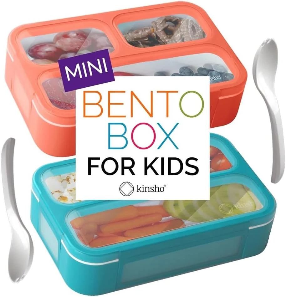 Traditional Snack Containers – Mini Bento Box Small Lunch Boxes for Kids Toddlers Boys Girls Leakproof 3 Compartment Containers for Meal or Snacks Fine Crafted