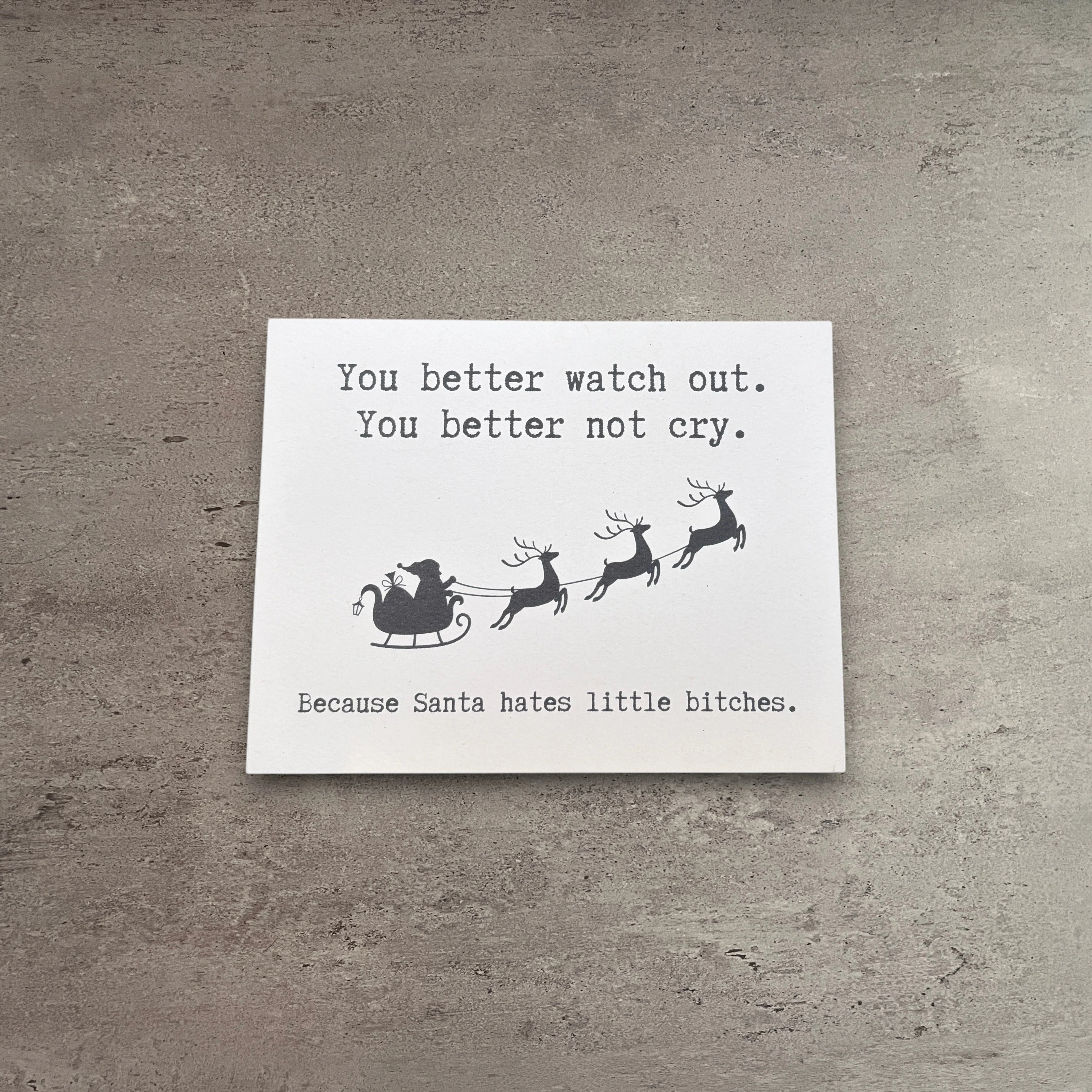 Eco-Friendly Santa Hates Little B tches Christmas Card Quality