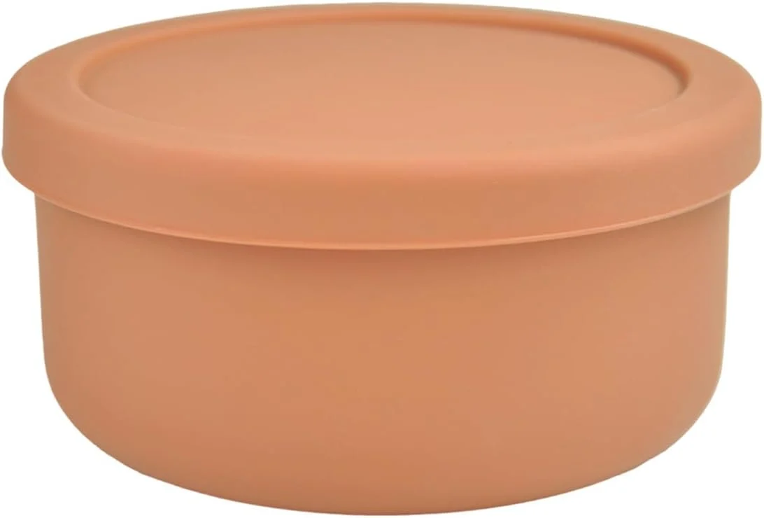 Refined XU PEIQI 24oz Covered Silicone Lunch Salad Bowl Round Fruit Snack Container for Meal Prep Leftovers Soup Stew Storage High-Grade