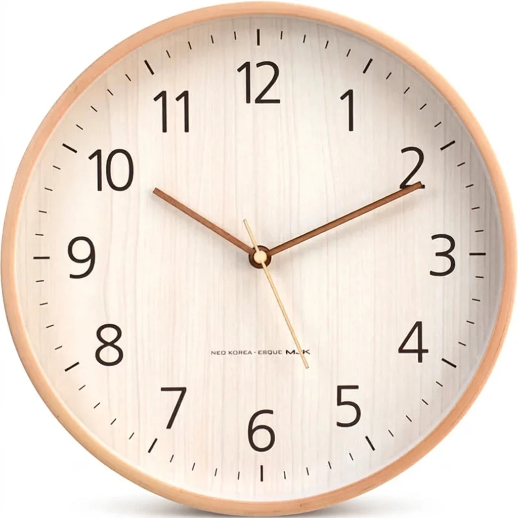 Sophisticated Modern Wooden Wall Clock Numbered Dial Silent Effective